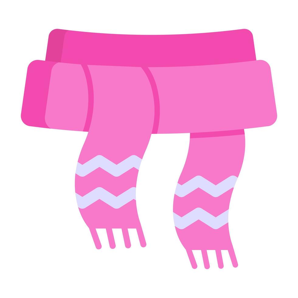 A wool scarf in pink, flat icon vector
