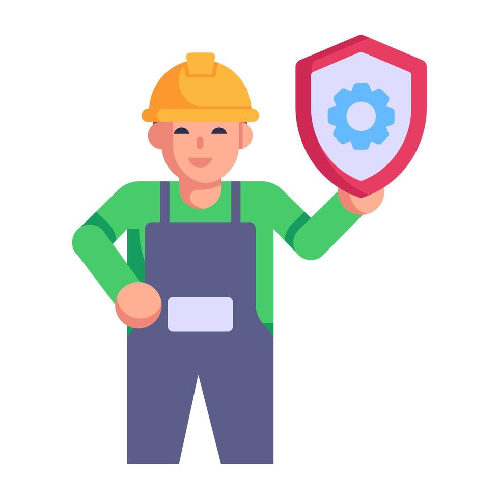 Person have cogwheel, flat icon of technician vector