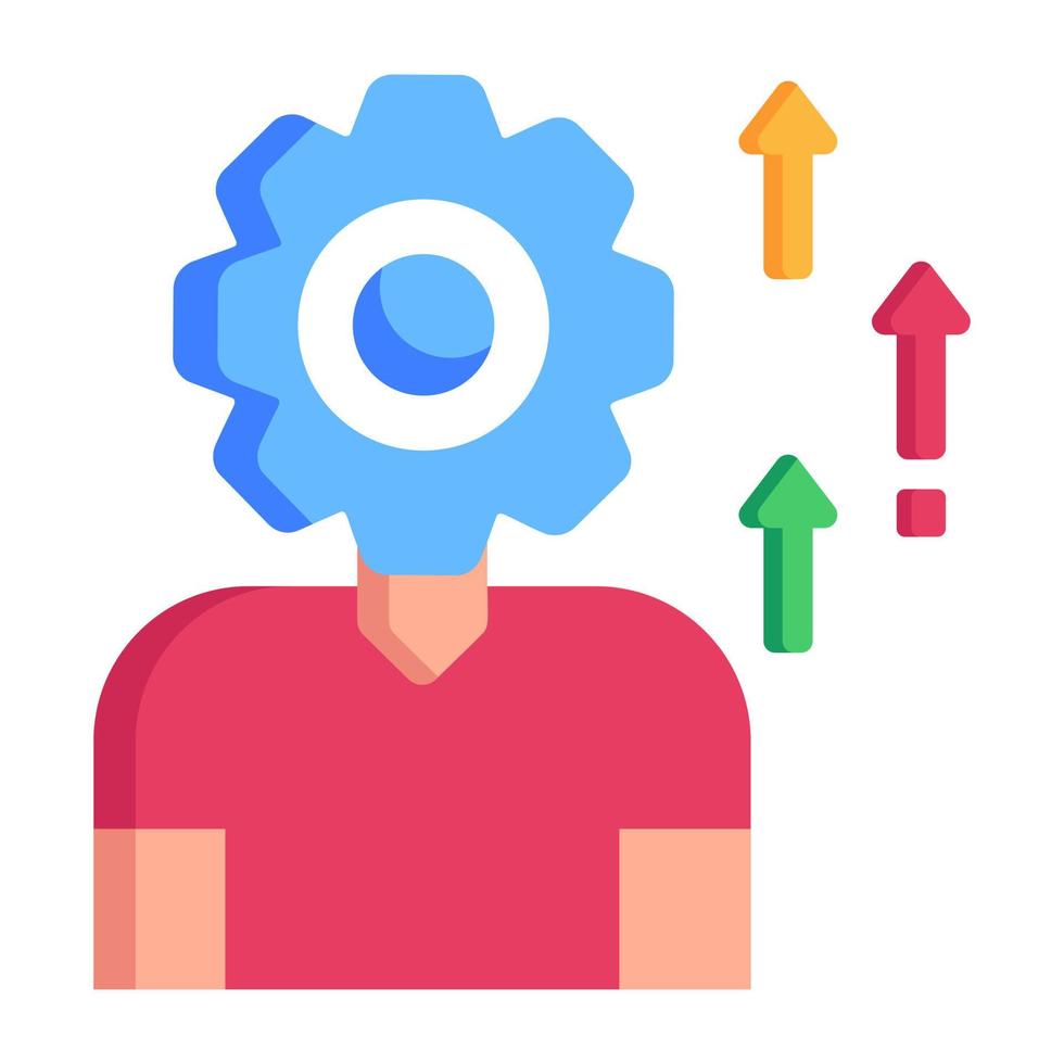 Person have cogwheel, flat icon of technician vector