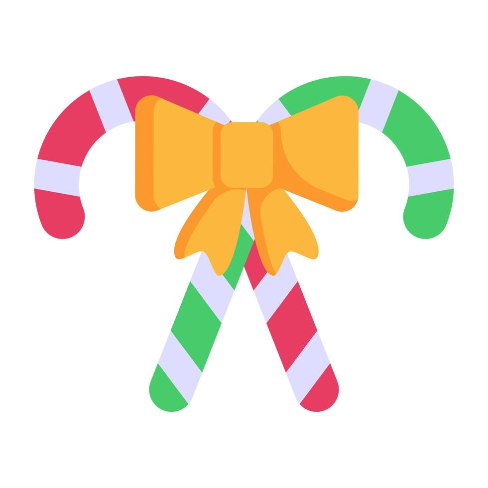 Christmastide candy canes flat icon vector