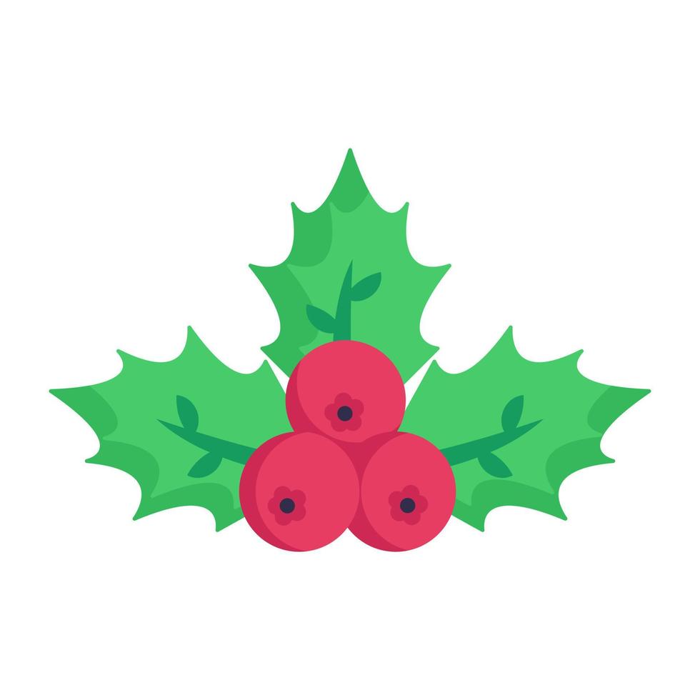 Holyberries, flat icon of mistletoe vector