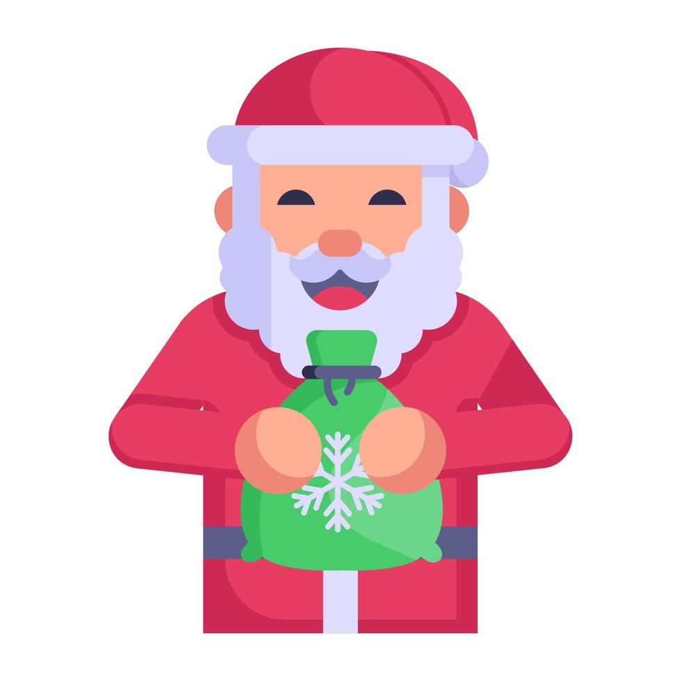 icono plano de personaje de lista de deseos de santa vector