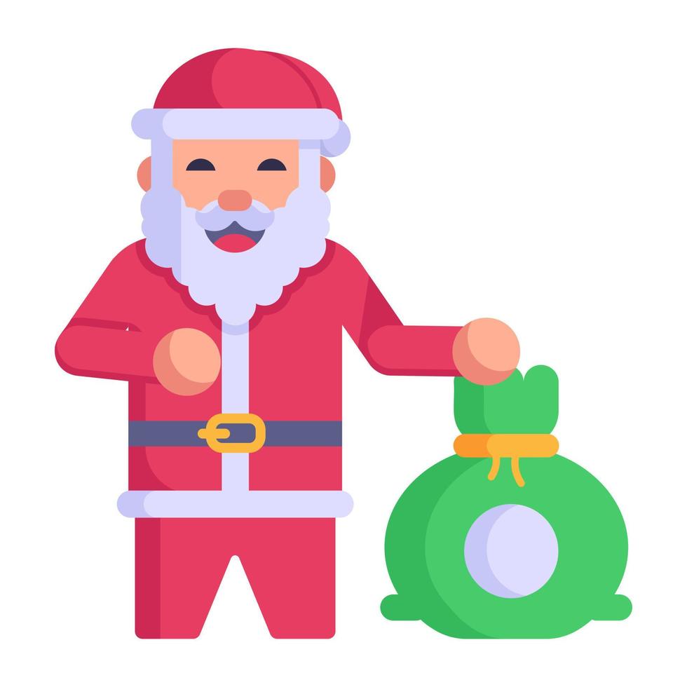 icono plano de personaje de lista de deseos de santa vector