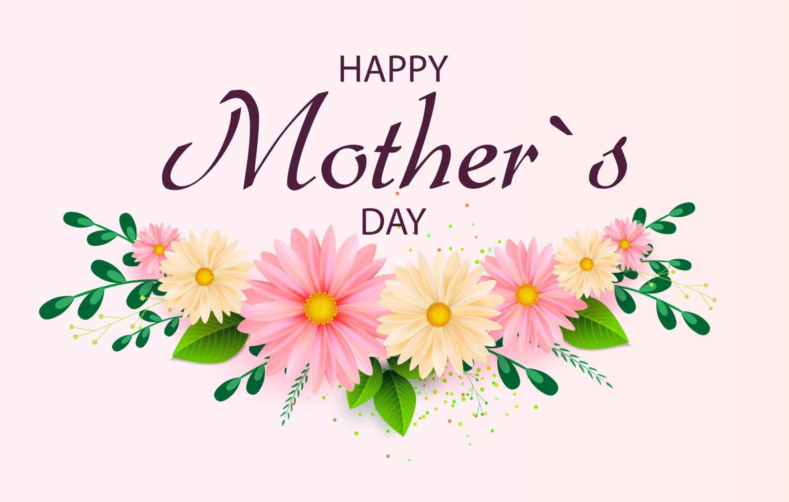 Mother s day greeting card with beautiful blossom flowers. Happy Mother s Day. vector