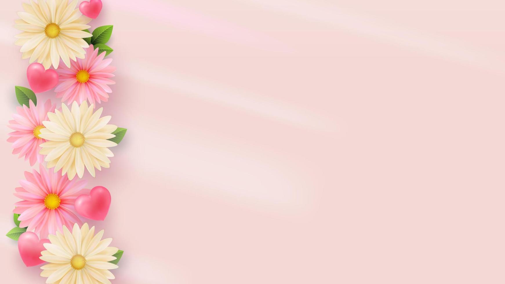 delicadas flores de primavera fondo claro. forma de corazón. plantilla de composición minimalista para carteles, tarjetas navideñas. ilustración vectorial vector