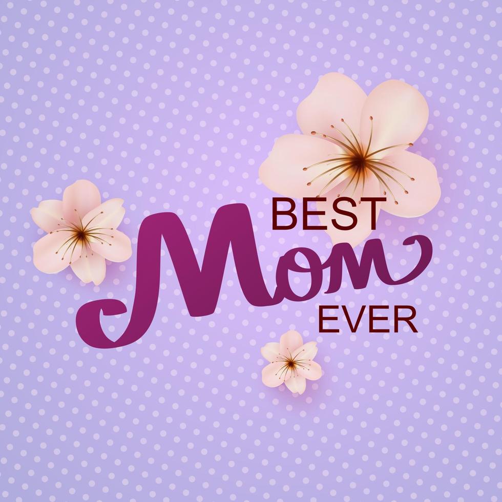 tarjeta de felicitación del día de la madre con hermosas flores de flor. feliz día de la madre. vector