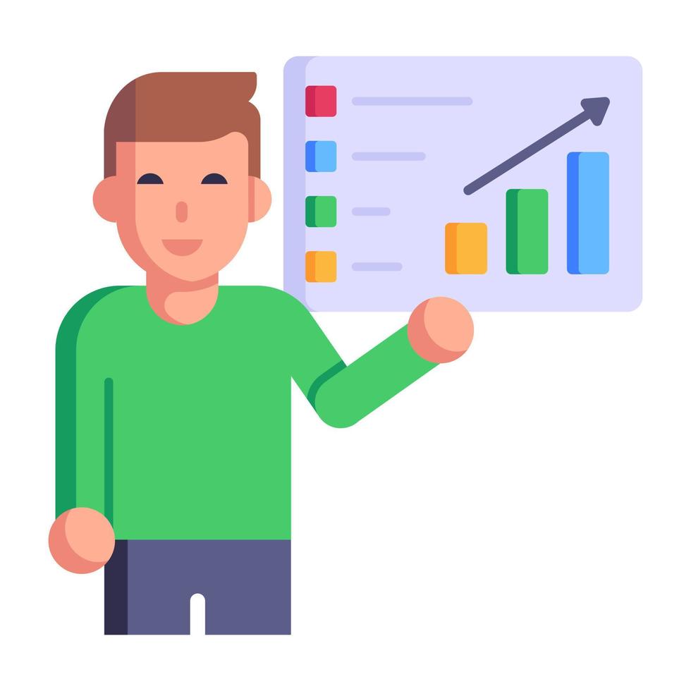 Data presentation icon in flat design vector