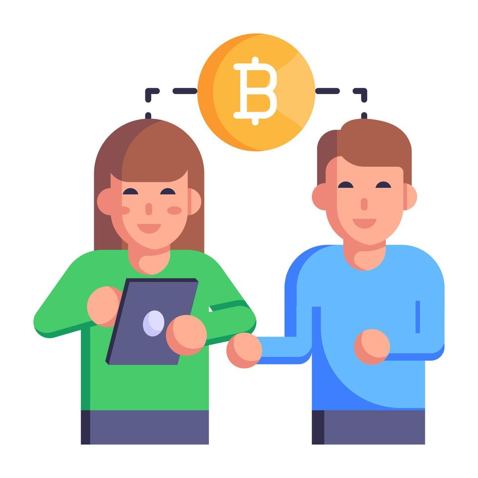 Bitcoin dealer in flat editable icon vector
