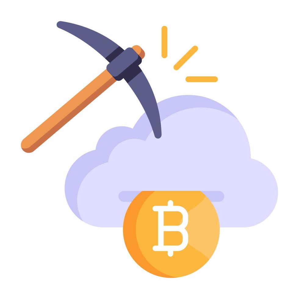 A bitcoin miner in flat icon design vector