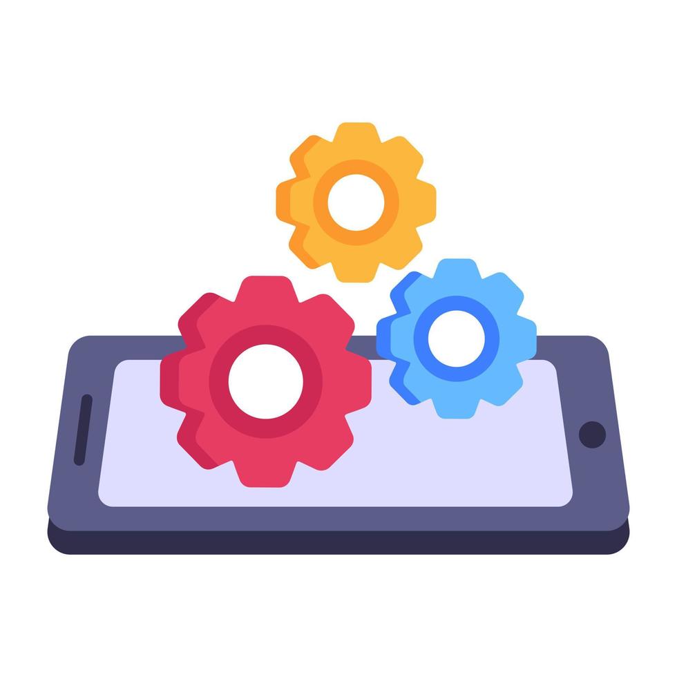 A trendy flat icon of phone automation vector