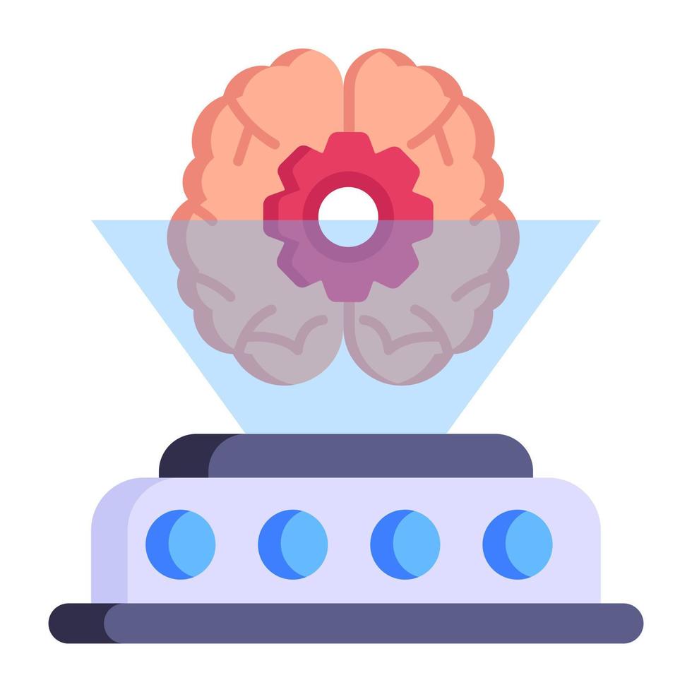 Download premium flat icon of holographic brain vector