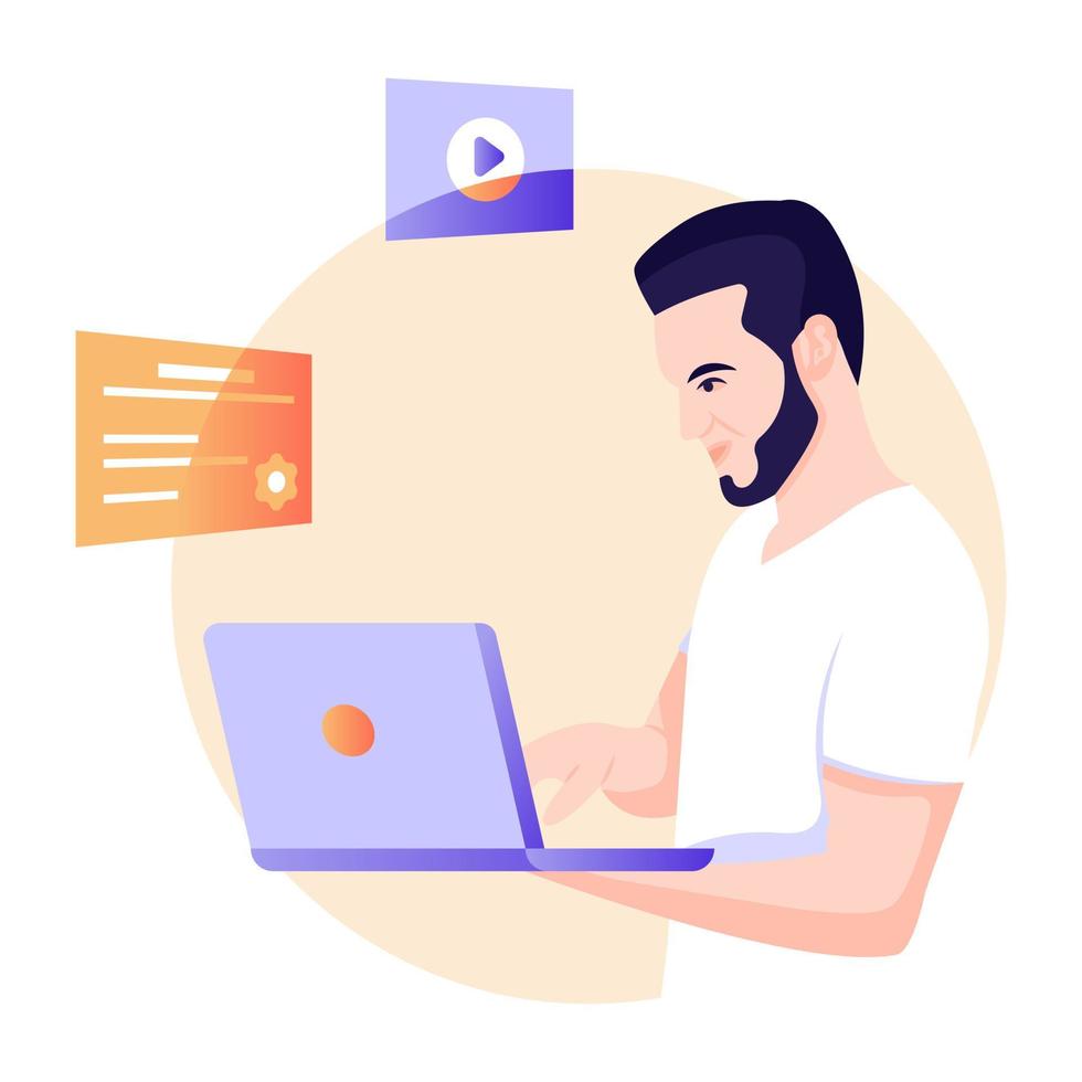 An ai education or ai training flat illustration vector