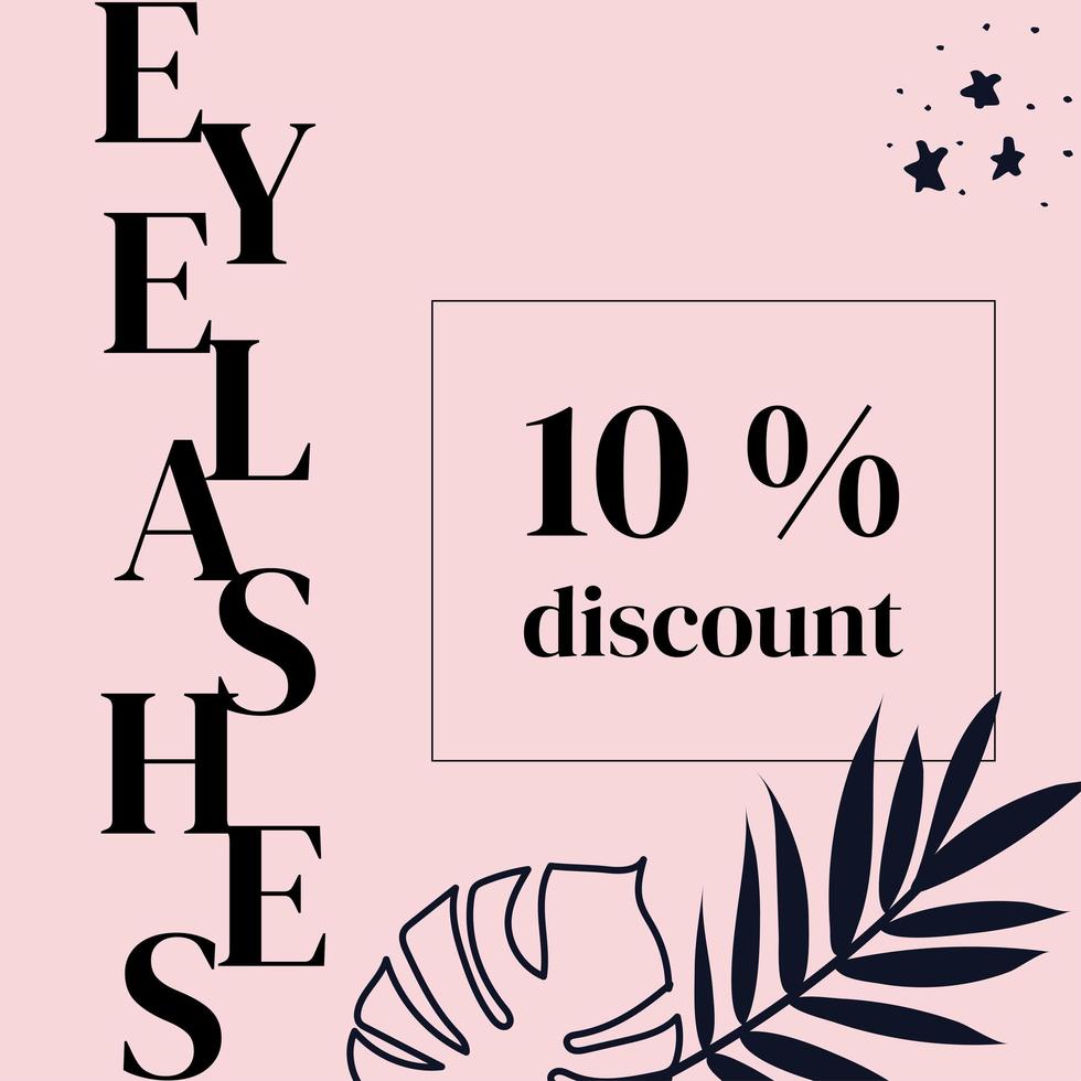 post for social networks on the topic of eyebrows, a 10 percent promotion, a discount . Minimalism. vector illustration