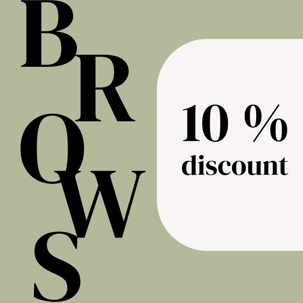 post for social networks on the topic of eyebrows, a 10 percent promotion, a discount . Minimalism. vector illustration