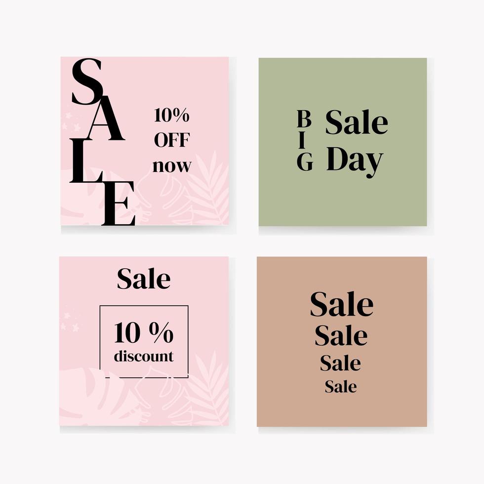 set of square banner templates. discount, sale. Suitable for social media posts and online advertising on the internet. Vector illustration with college photo.