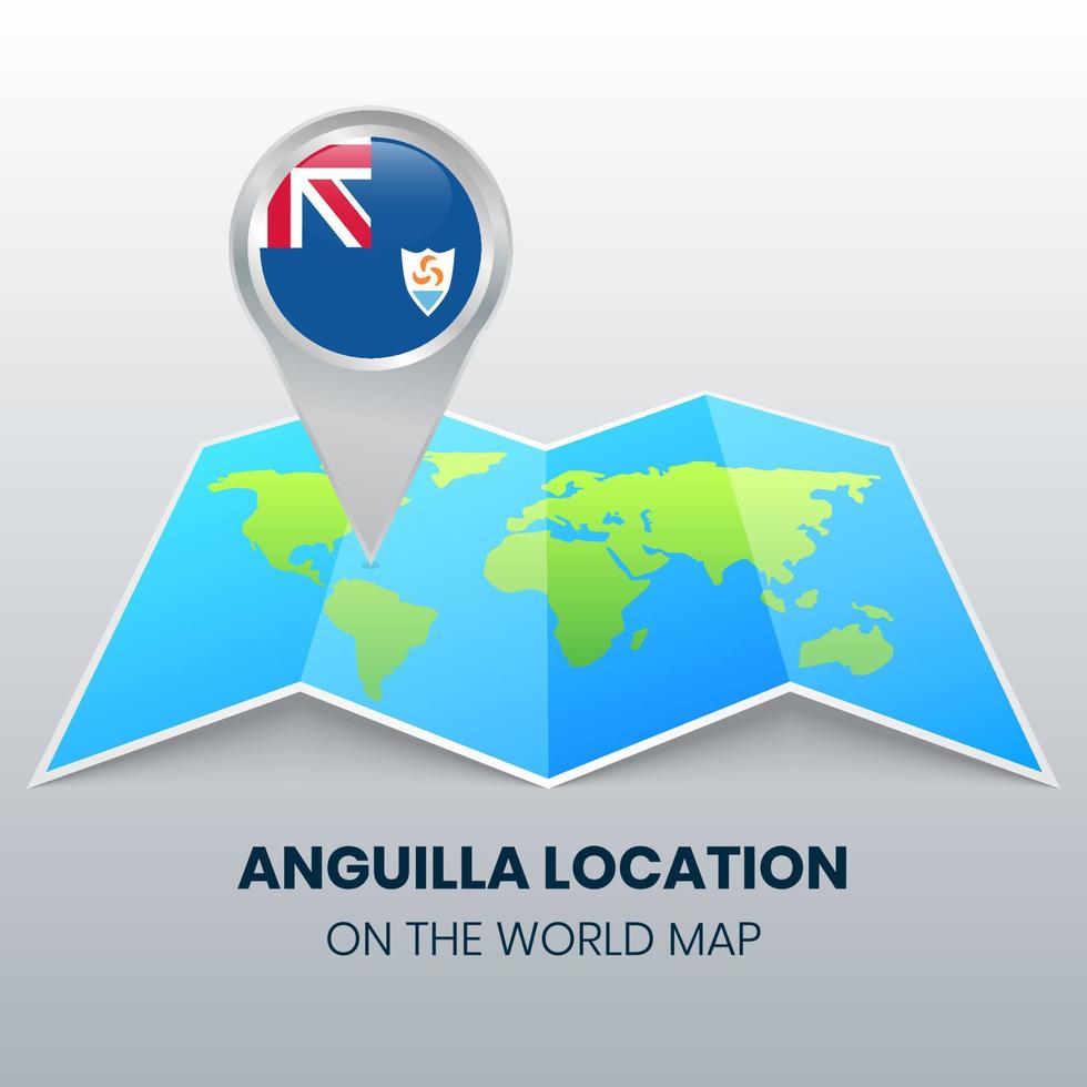 Location icon of anguilla on the world map, Round pin icon of anguilla vector