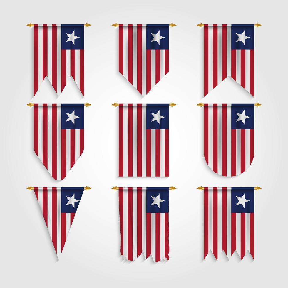 Liberia flag in different shapes vector