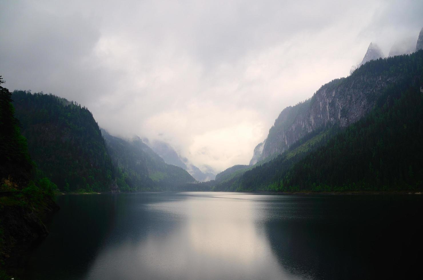 lake Gosau in the fog photo