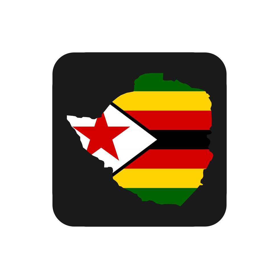 Zimbabwe map silhouette with flag on black background vector