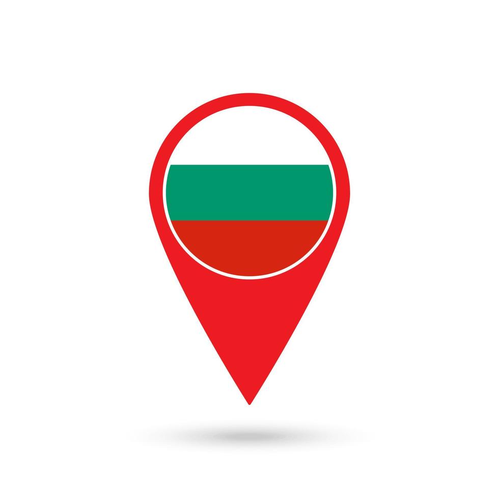 Map pointer with contry Bulgaria. Bulgaria flag. Vector illustration.