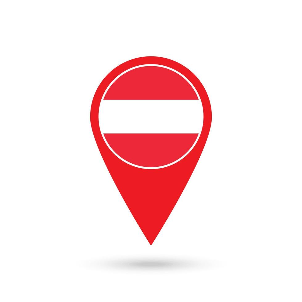 Map pointer with contry Austria. Austria flag. Vector illustration.