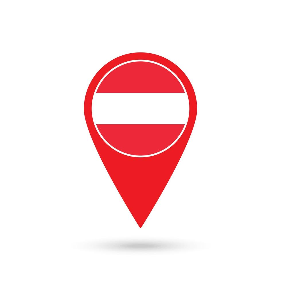 Map pointer with contry Austria. Austria flag. Vector illustration.