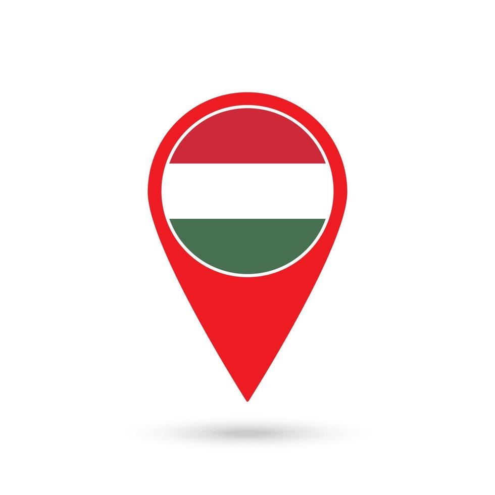 Map pointer with contry Hungary. Hungary flag. Vector illustration.