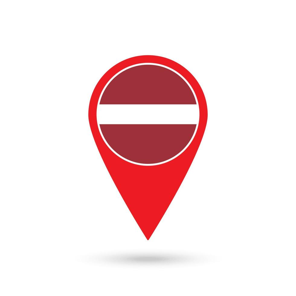 Map pointer with contry Latvia. Latvia flag. Vector illustration.