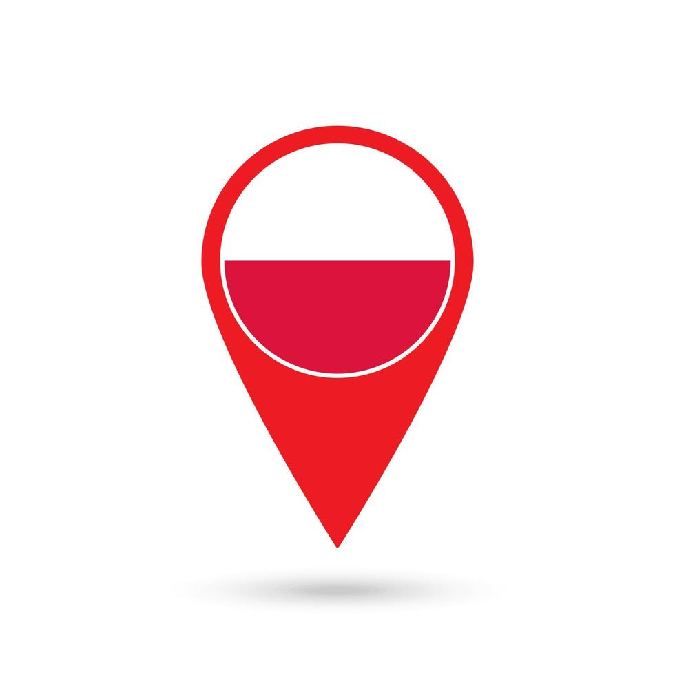 Map pointer with contry Poland. Poland flag. Vector illustration.