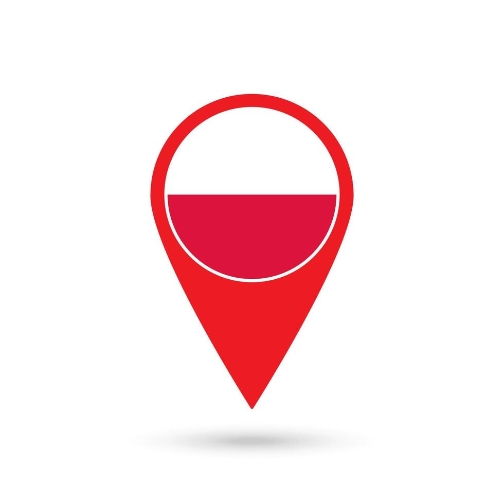 Map pointer with contry Poland. Poland flag. Vector illustration.