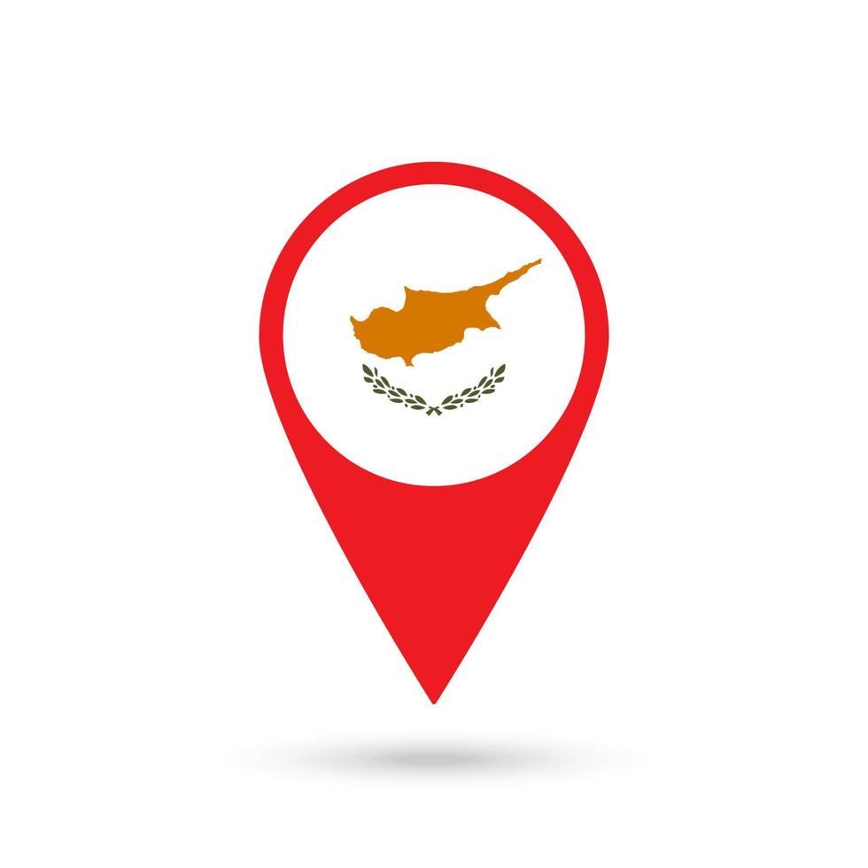 Map pointer with contry Cyprus. Cyprus flag. Vector illustration.