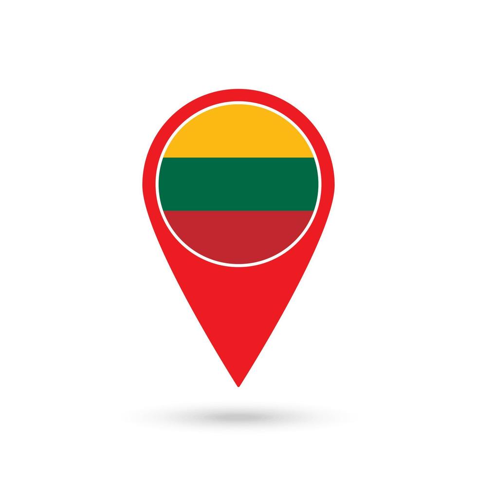 Map pointer with contry Lithuania. Lithuania flag. Vector illustration.