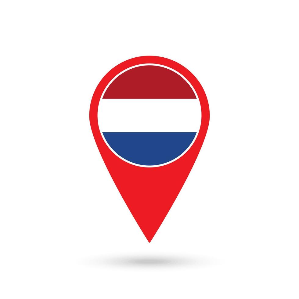 Map pointer with contry Netherlands. Netherlands flag. Vector illustration.