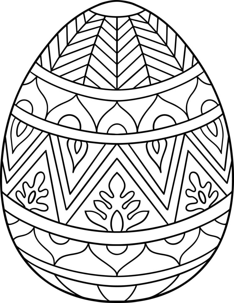 Patterned Easter Egg Coloring Page vector