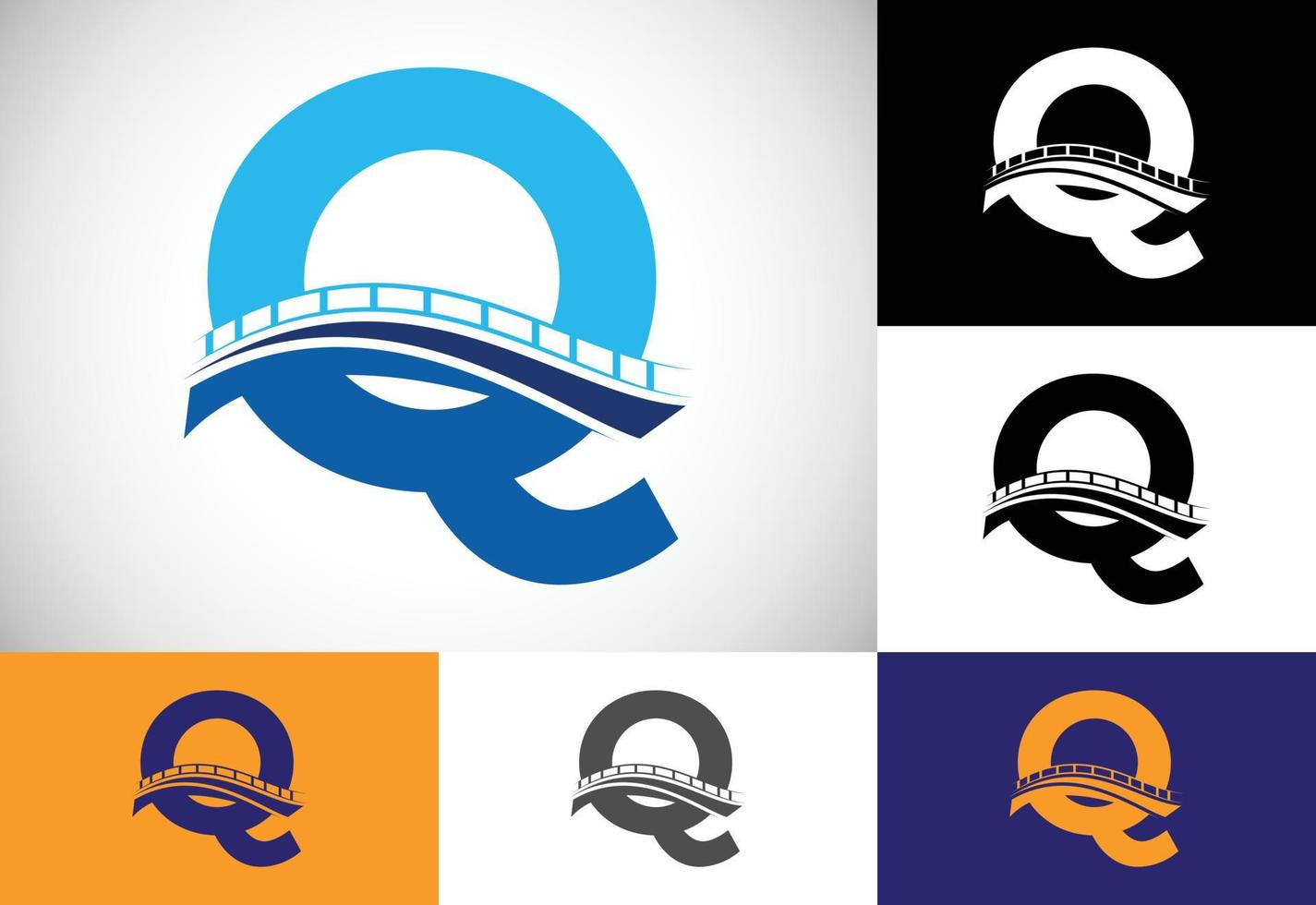 Initial Q monogram letter alphabet with bridge sign. abstract bridge logo design template. Modern vector logo for construction business and company identity.