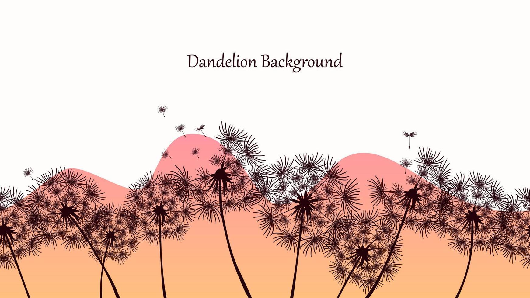 Seamless pattern with dandelions and abstract wave. The background image of the channel. Social network cover template. Print with floral design. Vector illustration of a field with dandelions.