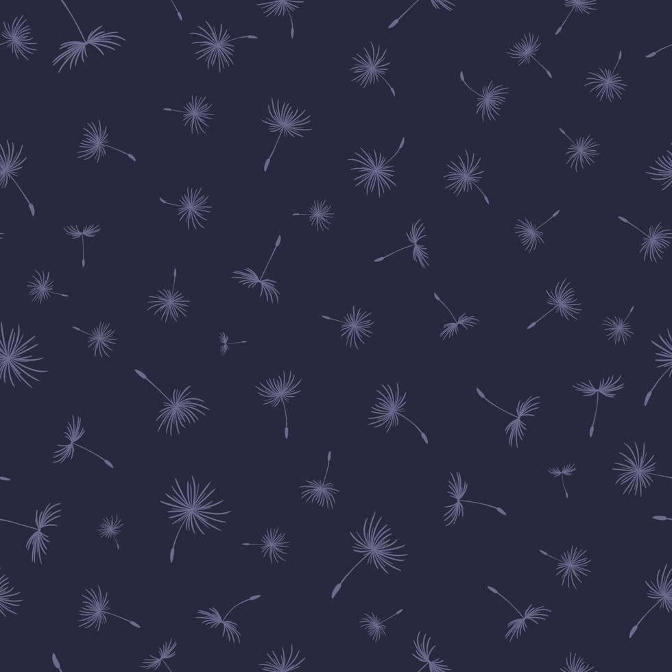 Simple seamless pattern with flying dandelion seeds. Light texture for fabric, clothing, furniture. Design with dandelions. Vector stock illustration.