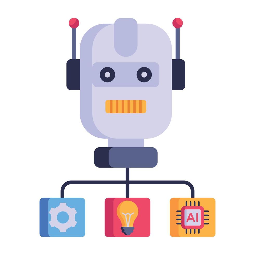 A well-designed flat icon of robot vector