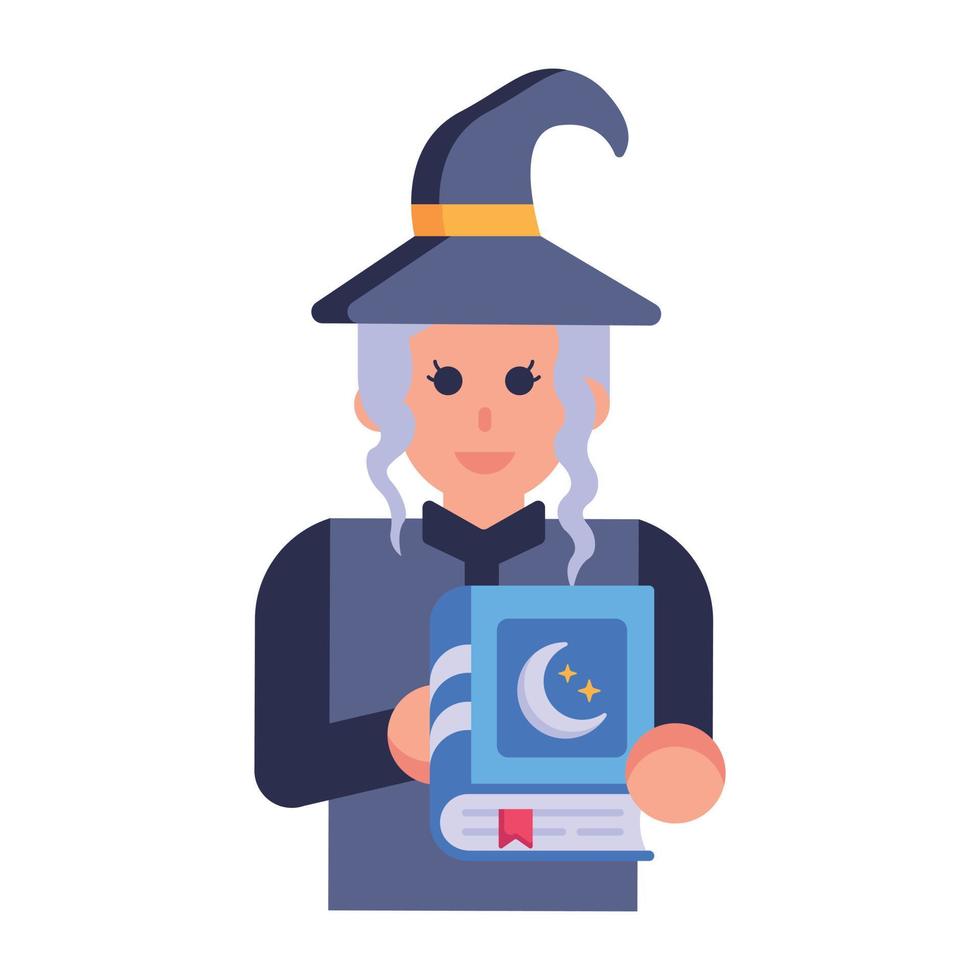 Download premium flat icon of a cunning witch vector