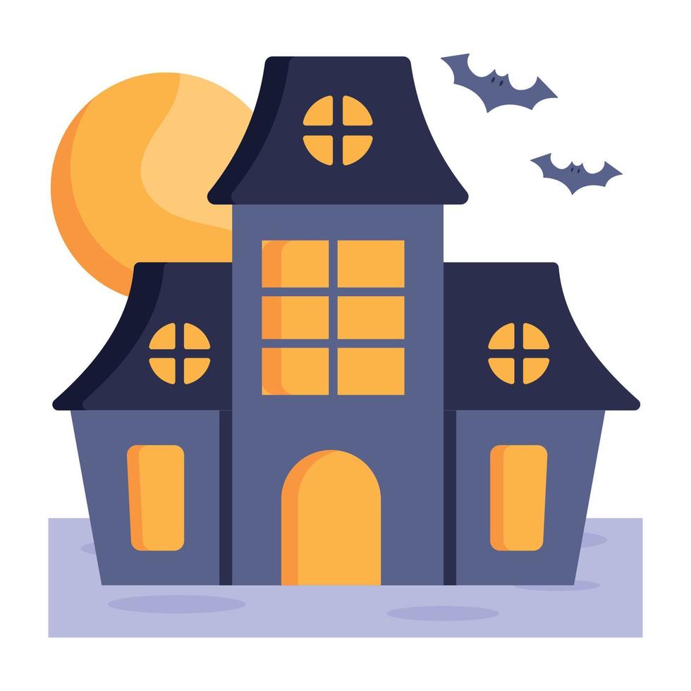 A flat icon of haunted house, editable vectorhaunted, house, scary, home, spooky, building, structure, architecture, icon, vector, flat vector