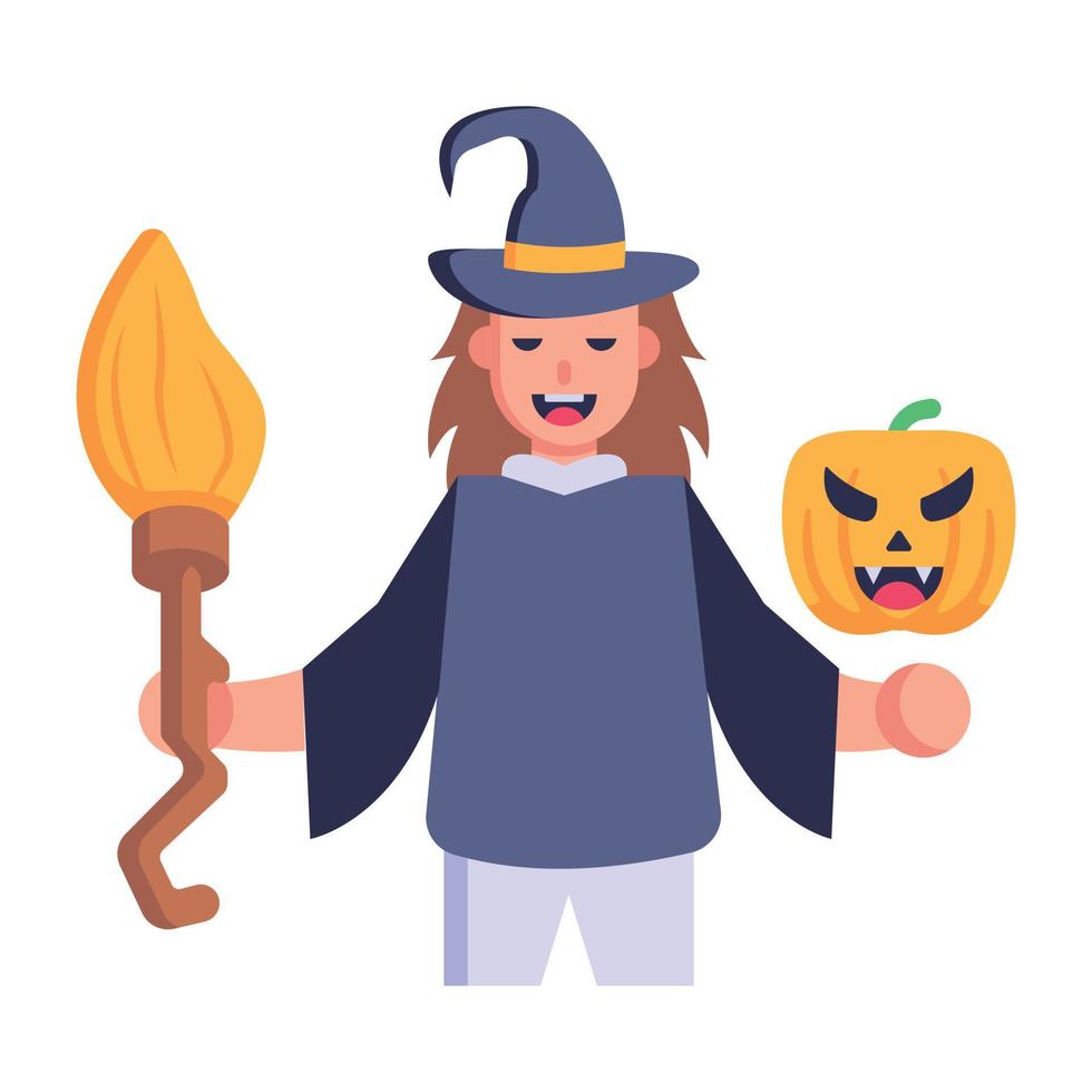 Download premium flat icon of a cunning witch vector