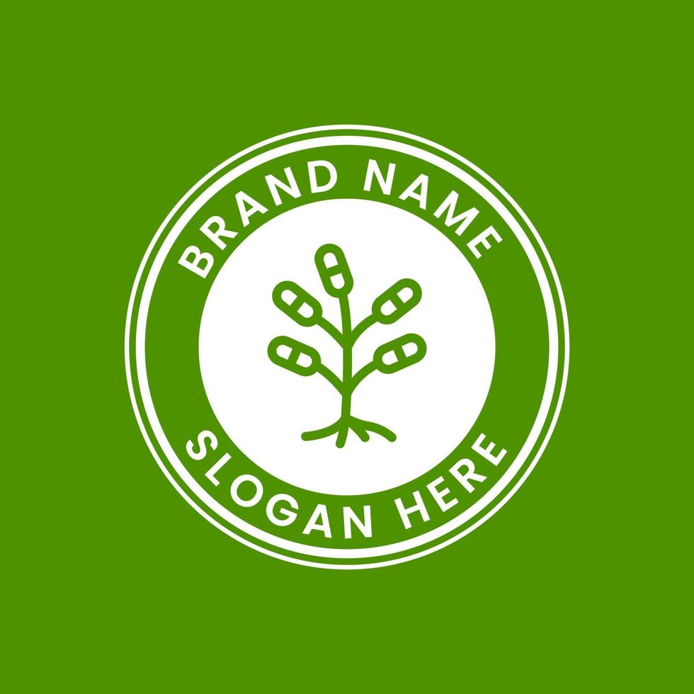 plantilla de logotipo de vector de píldora de planta de hierba para empresa de negocios de salud médica y fitness
