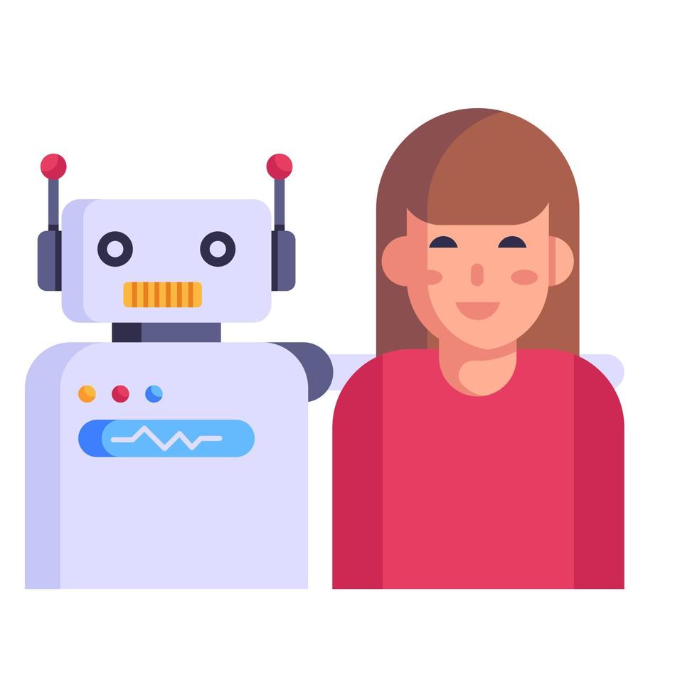 un icono plano bien diseñado de robot vector