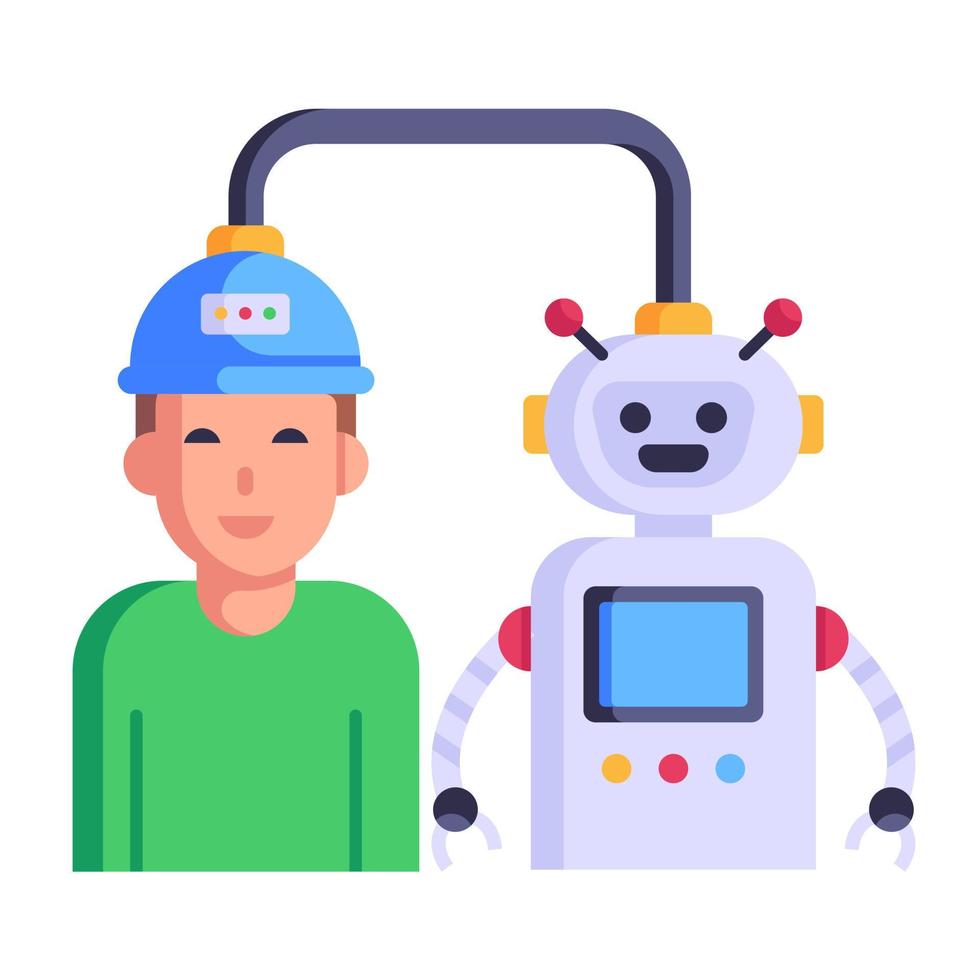 un icono plano bien diseñado de robot vector