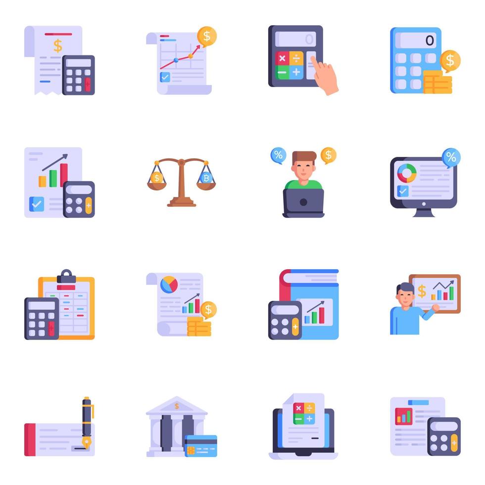 Set of Accounting Flat Icon Vectors