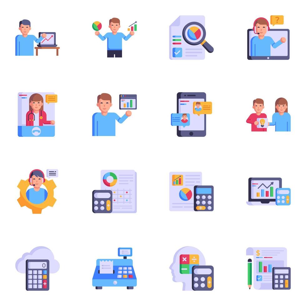 Trendy Flat Icons of Data Accounting vector