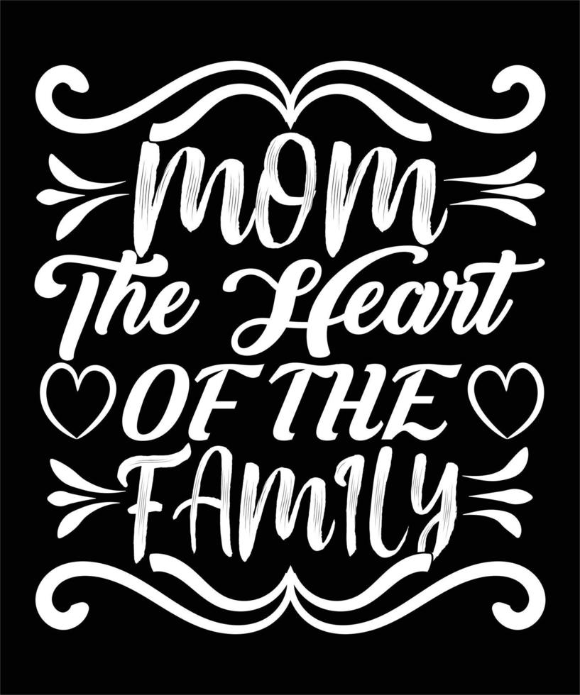 Mom The Heart Of The Family Happy Mother Day Typography T-shirt Design vector