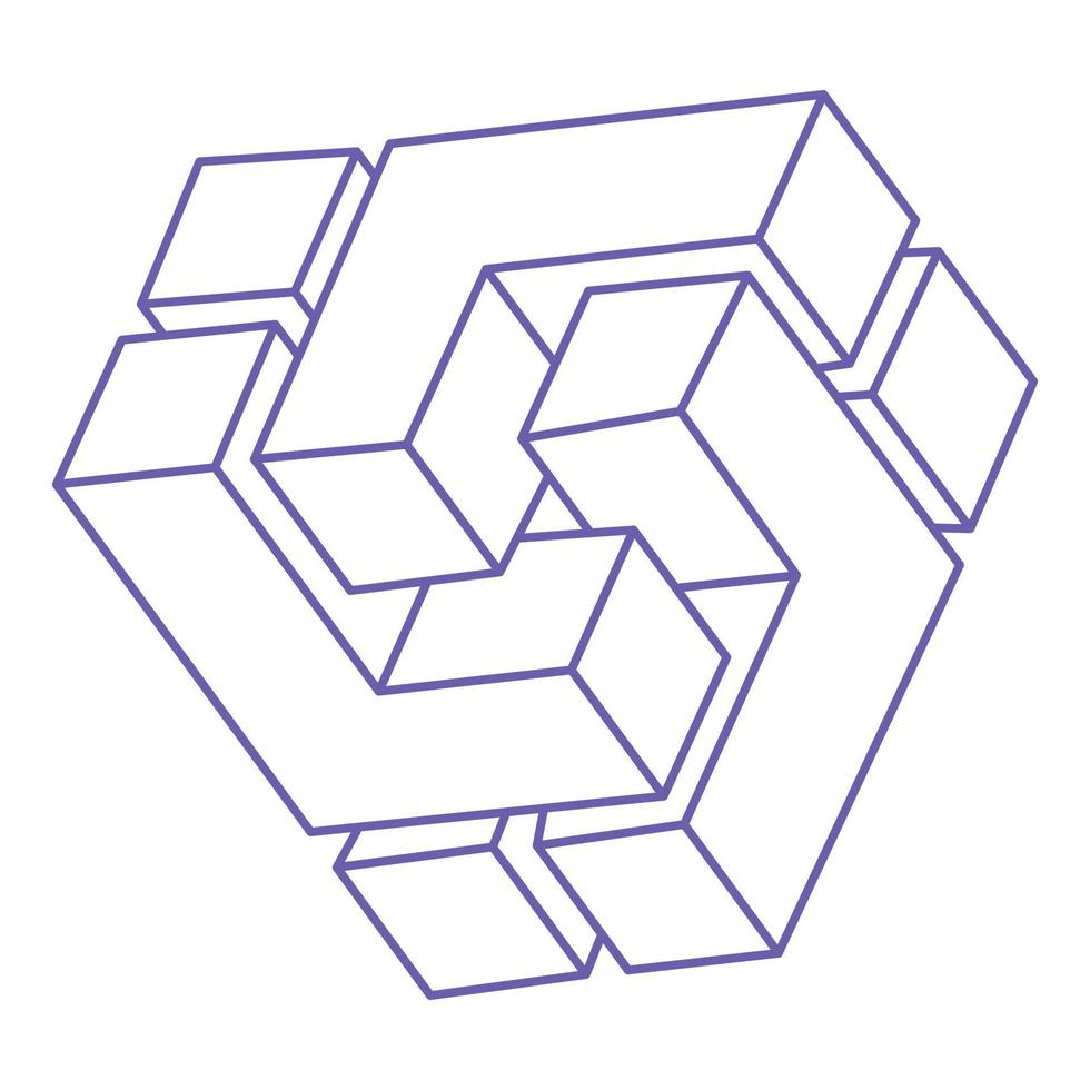 formas imposibles, logotipo de ilusión óptica, vector. objetos de arte óptico. figuras geometricas. vector