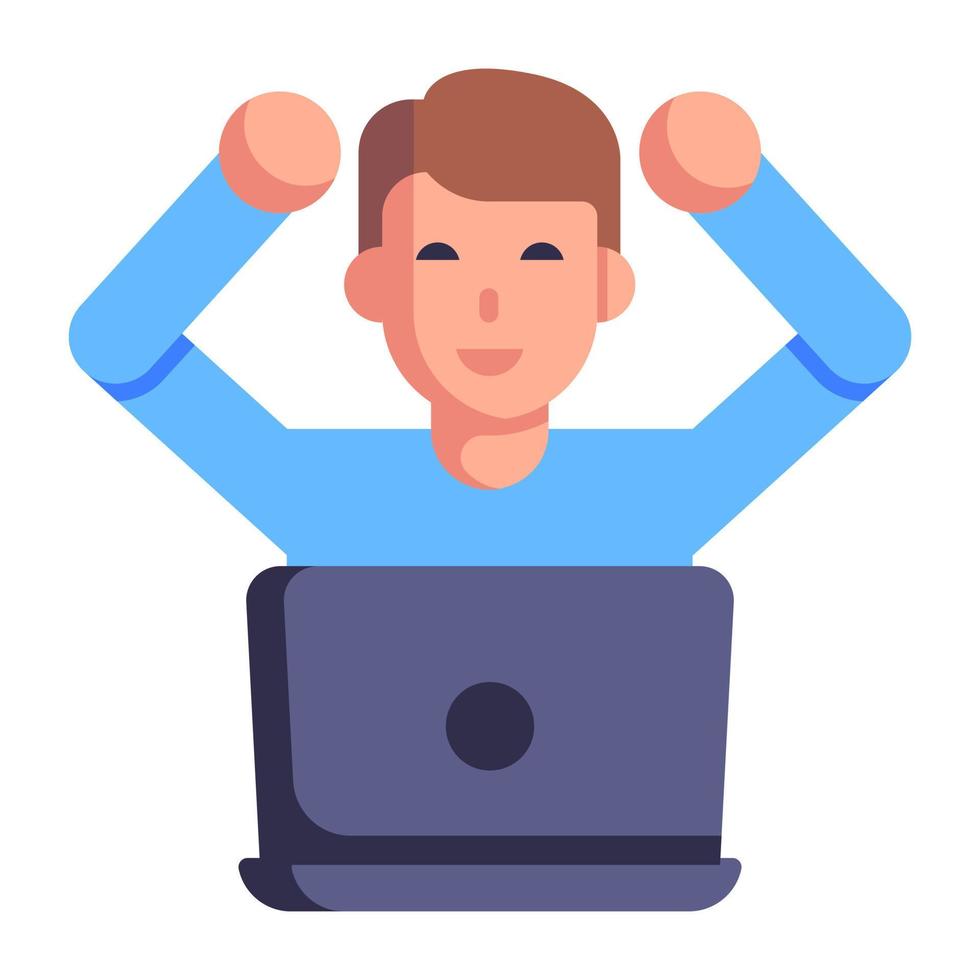 Person working online, flat icon of freelance vector