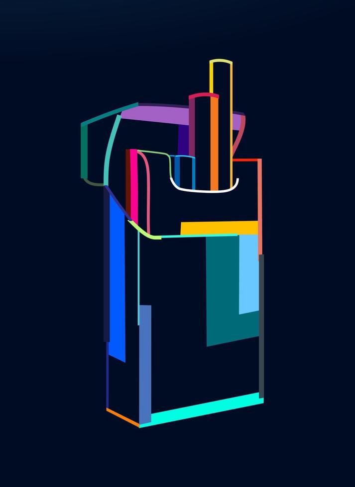Abstract open pack of cigarettes from multicolored paints. Colored drawing. Vector illustration of paints